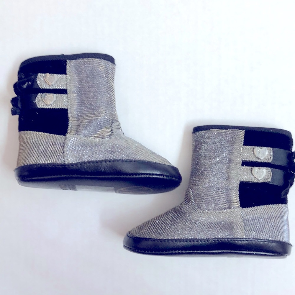 NIB Stuart Weitzman Baby Belle Black/Silver Boots.